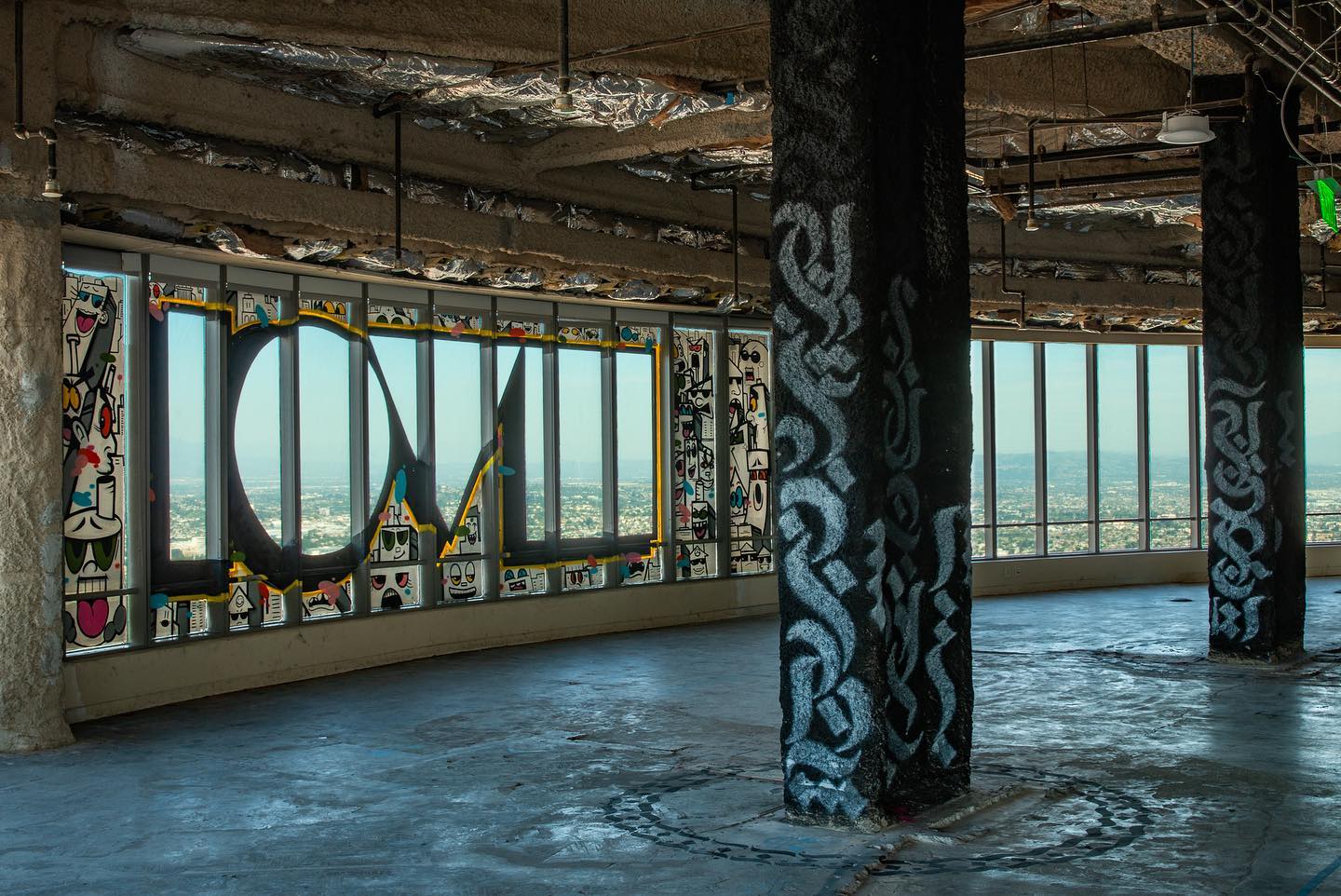 Love Crew painters tape street art installation