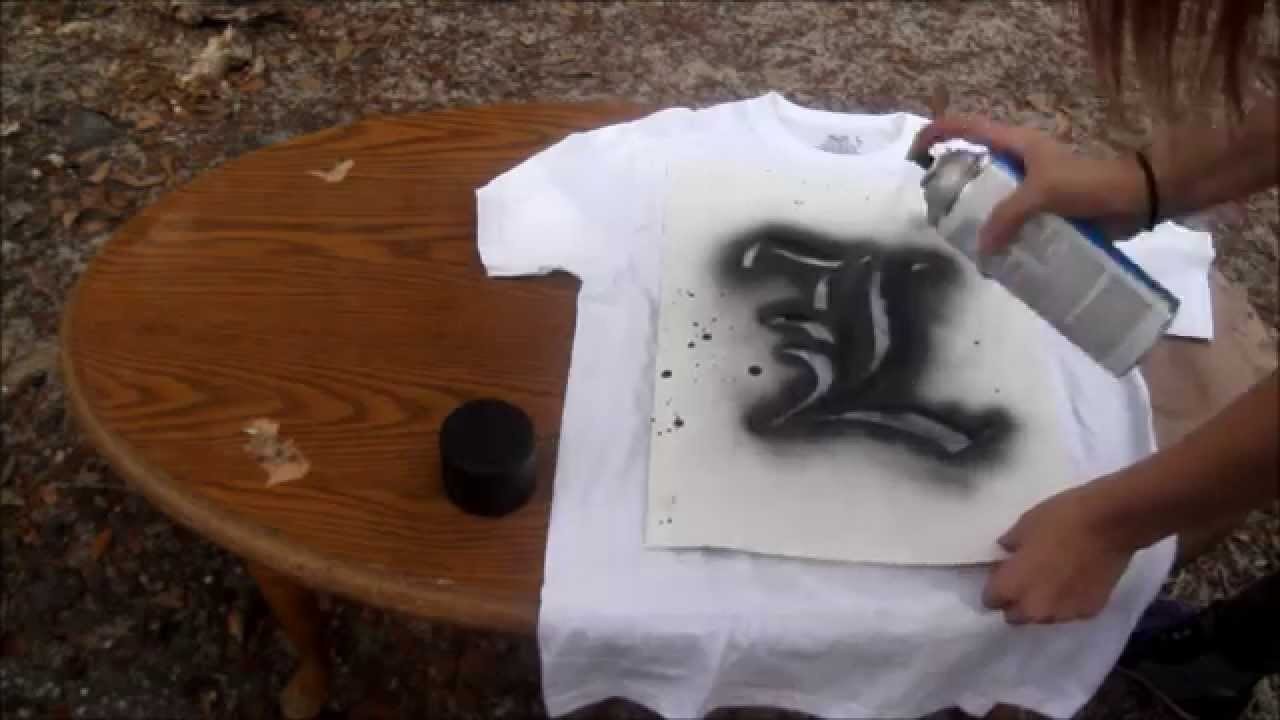 DIY stencil spray paint on tee